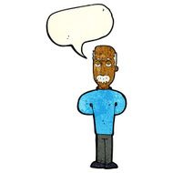cartoon annoyed balding man with speech bubble N3