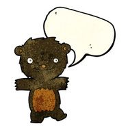 cartoon black bear cub with speech bubble N17