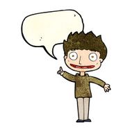 Cartoon happy boy with speech bubble N65