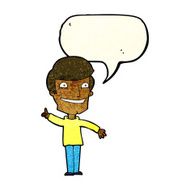 cartoon grinning man with idea speech bubble N3
