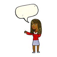 cartoon woman gesturing to show something with speech bubble N7