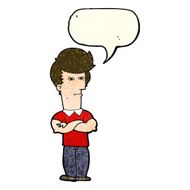 cartoon man with folded arms speech bubble N8