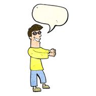 cartoon grinning man wearing glasses with speech bubble N4