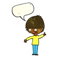 cartoon boy with question speech bubble N7