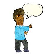 cartoon grumpy man with speech bubble N6