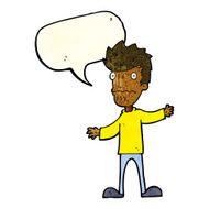cartoon nervous man with speech bubble N37