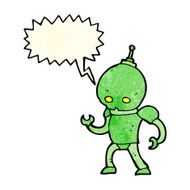 cartoon alien robot with speech bubble N5