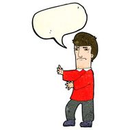 cartoon grumpy man with speech bubble N7