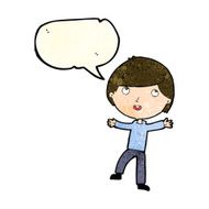 Cartoon happy boy with speech bubble N66