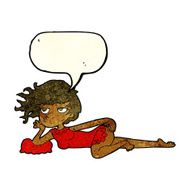 cartoon woman in sexy pose with speech bubble N5