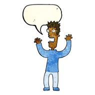 cartoon terrified man with speech bubble N70