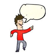 cartoon man pointing and laughing with speech bubble N9