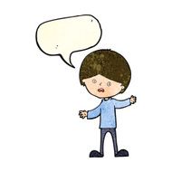 cartoon unhappy boy with speech bubble N17