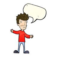 cartoon nervous man with speech bubble N40