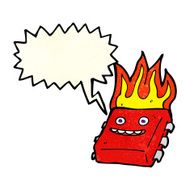 cartoon red hot computer chip with speech bubble N2
