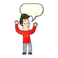 cartoon nervous man with speech bubble N41