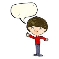 Cartoon happy boy with speech bubble N68