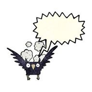 cartoon spooky bird with speech bubble N3