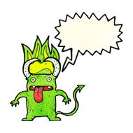 cartoon little devil with speech bubble N6
