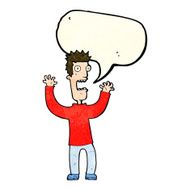 cartoon terrified man with speech bubble N71