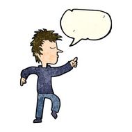 cartoon man pointing with speech bubble N54