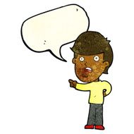 cartoon shocked man pointing with speech bubble N3