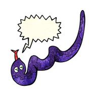 cartoon hissing snake with speech bubble N11