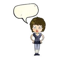 cartoon pretty girl with speech bubble N32
