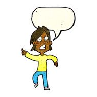 cartoon worried man pointing with speech bubble N11