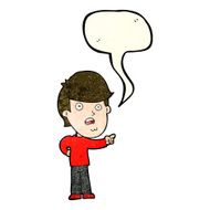 cartoon shocked man pointing with speech bubble N4