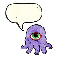 cartoon alien head with speech bubble N3