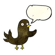 cartoon waving bird with speech bubble N7