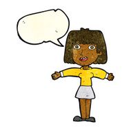 cartoon excited woman with speech bubble N34