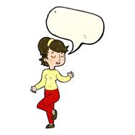 cartoon dancing woman with speech bubble N14