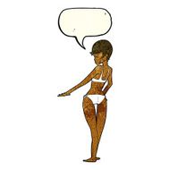 cartoon woman in bikini with speech bubble N15