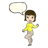 cartoon pretty woman waving with speech bubble N31