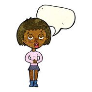 cartoon bored woman waiting with speech bubble N3