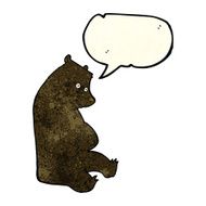 cartoon happy black bear with speech bubble N4