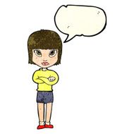 cartoon woman with crossed arms speech bubble N18