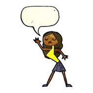 cartoon woman dancing with speech bubble N10