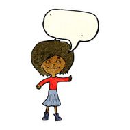 cartoon happy girl giving thumbs up symbol with speech bubble N2