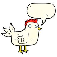 cartoon hen with speech bubble N3