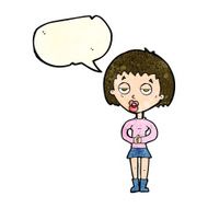 cartoon bored woman waiting with speech bubble N4