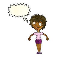 cartoon excited woman with speech bubble N38