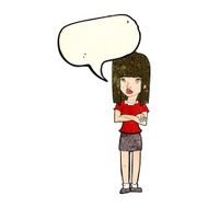 cartoon woman standing with speech bubble N8