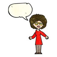 cartoon woman wearing glasses with speech bubble N8