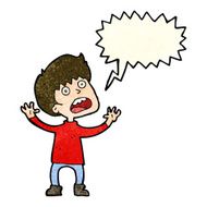 cartoon stressed boy with speech bubble N3