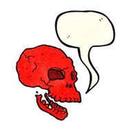cartoon spooky skull with speech bubble N41