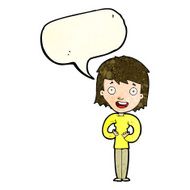 cartoon happy woman with speech bubble N74