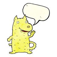 cartoon happy dog with speech bubble N19